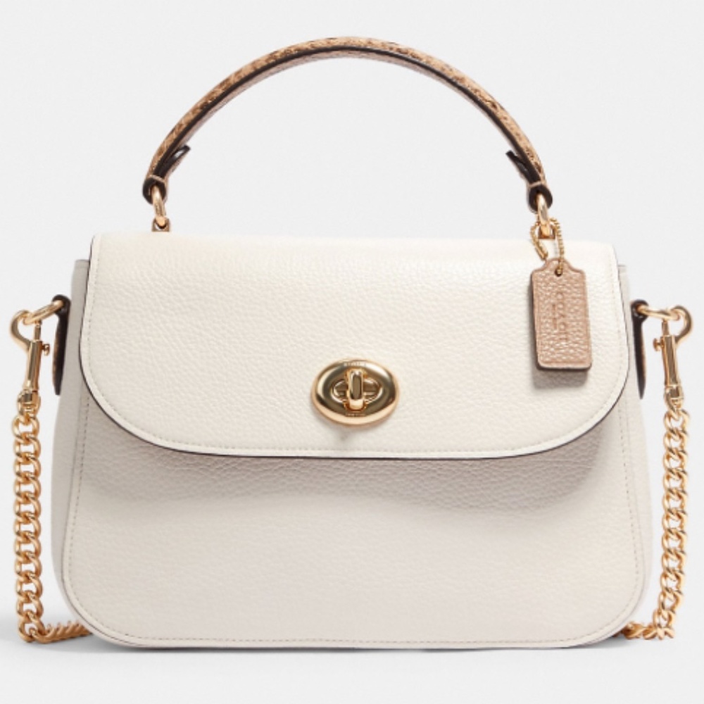 Coach White/Ivory Snakeskin Strap Bag